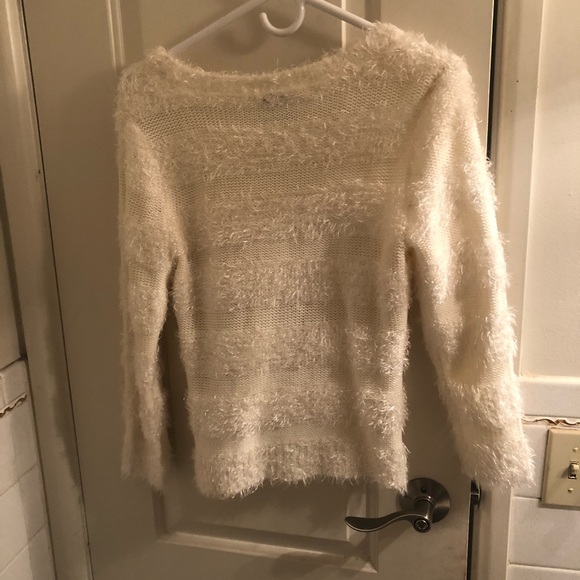 White Bebe fuzzy sweater - Picture 2 of 2